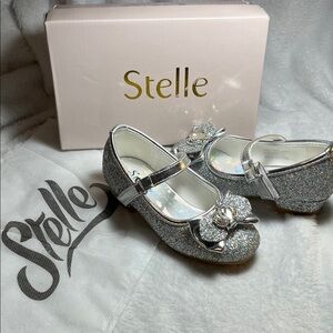 Glittery Silver Kids Dress Shoes